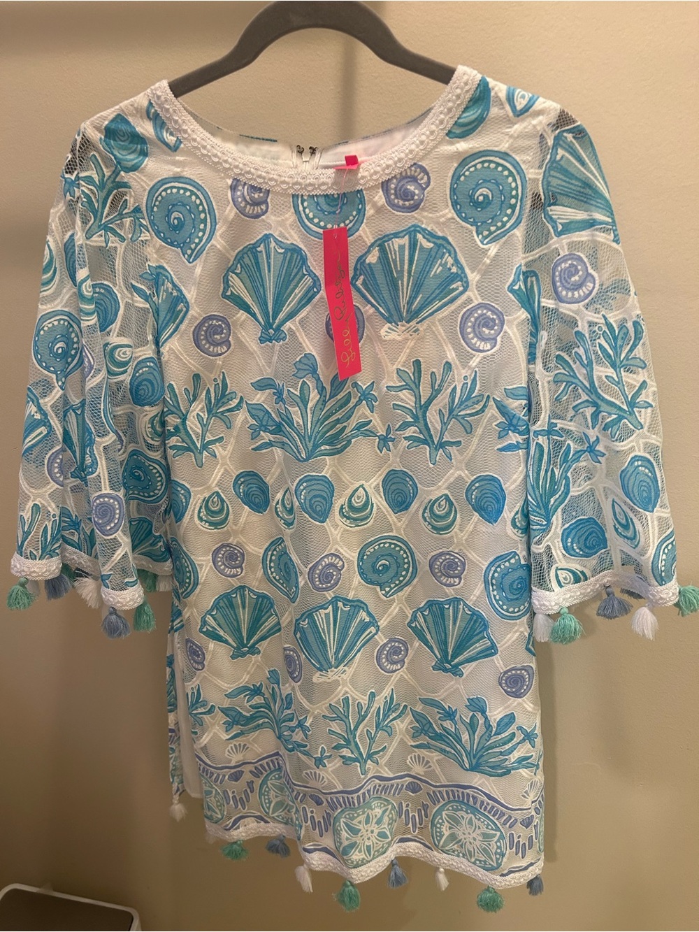 Lilly Pulitzer Bali Blue & White Sheer Embroidered Romper- NWT